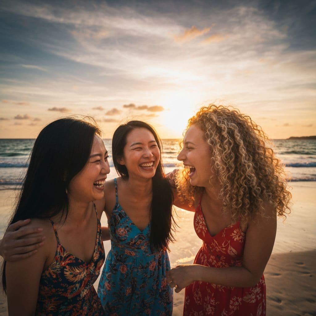 Grupo de mulheres viajando juntas